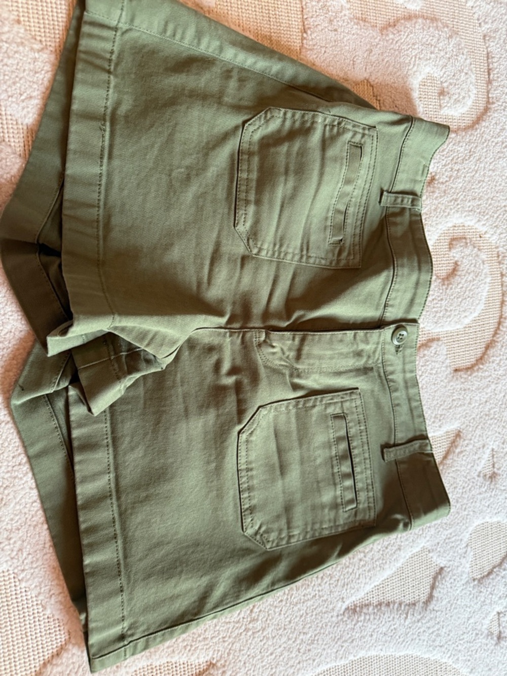 Olive Green High-Waist Cotton Shorts